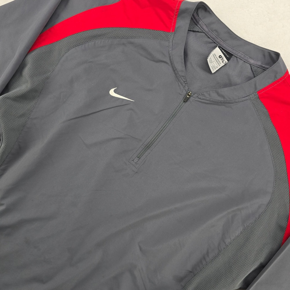 Nike Storm Fit Mens Gray Red Half Zip Pullover Jacket Size‎ Small